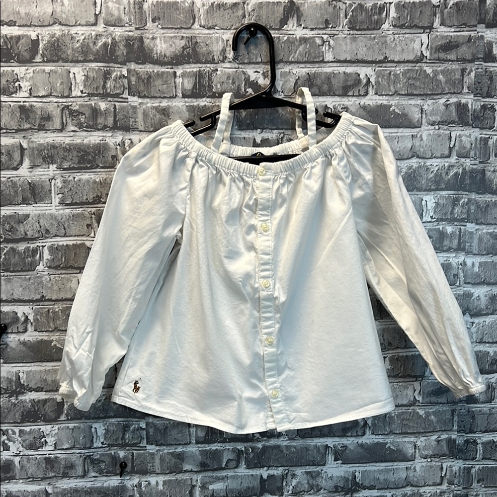 White Polo Ralph Lauren Off-Shoulder Kids Top